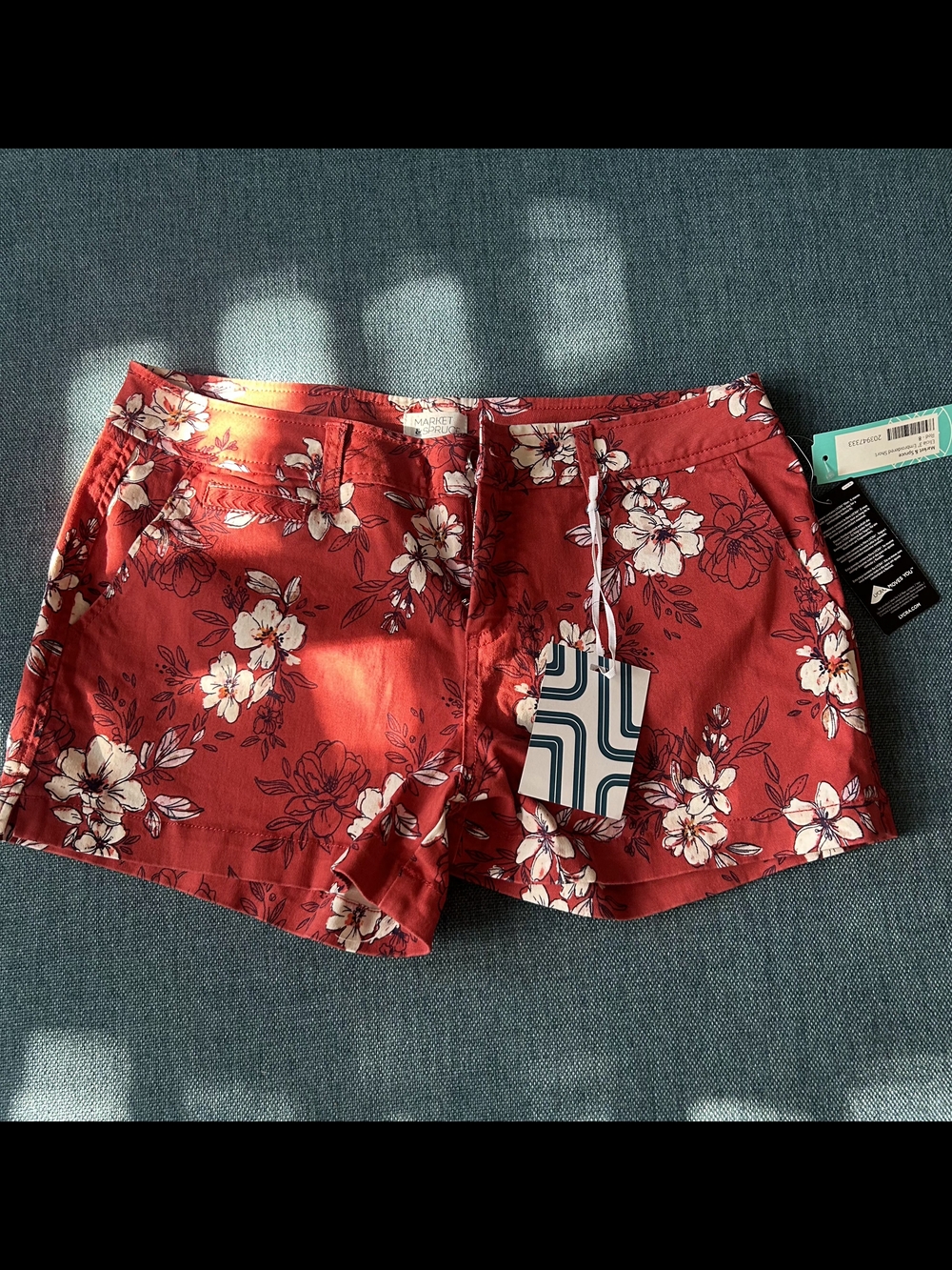 Market & Spruce Red Floral Drawstring Shorts